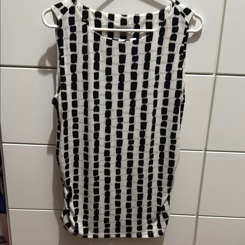 Calvin Klein Black and White Boxy Sleeveless Top